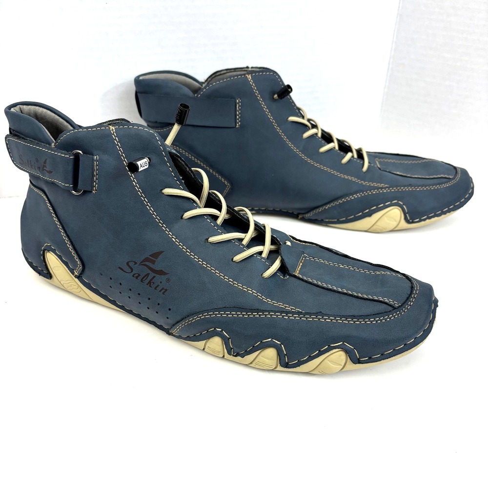 Salkin Lightweight Barefoot Shoes Mens 13 (47) Blue Lace Up High Top Comfort